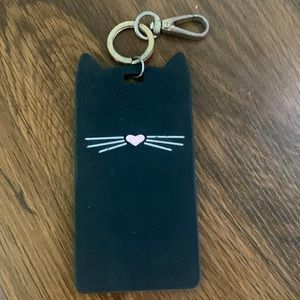 Kate Spade cat ID badge clip key chain